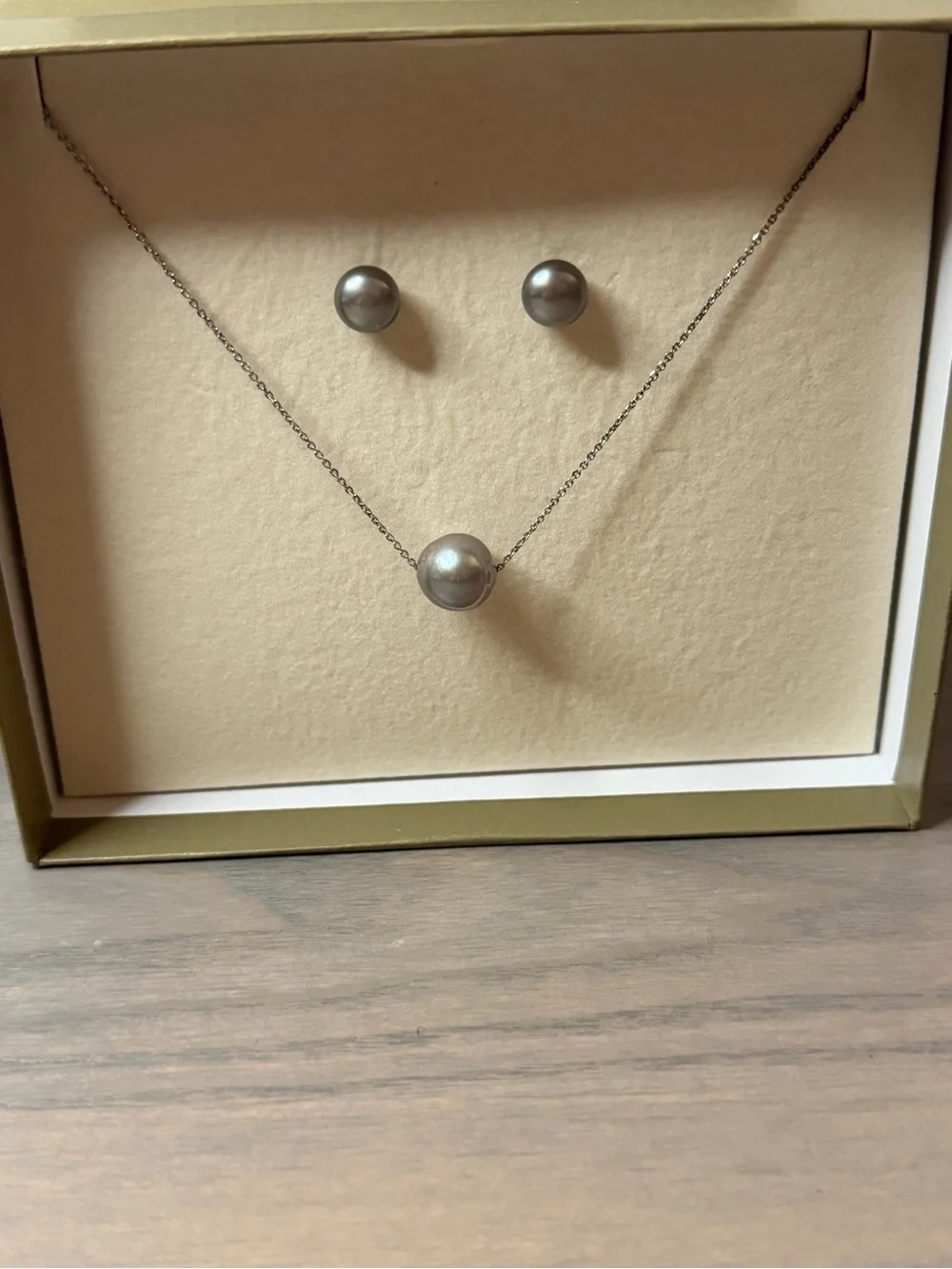 Honora Sterling Silver Gray Pearl Solitaire Necklace & Stud Earrings Set